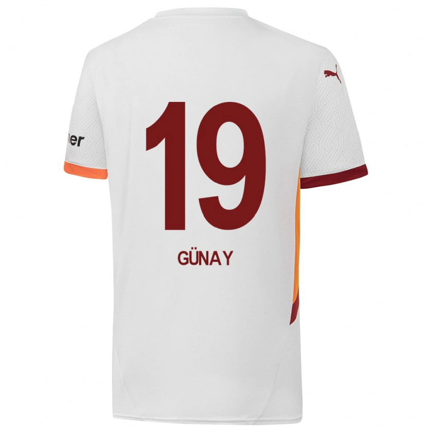 Danxen Børn Günay Güvenç #19 Hvid Gul Rød Udebane Spillertrøjer 2024/25 Trøje T-Shirt