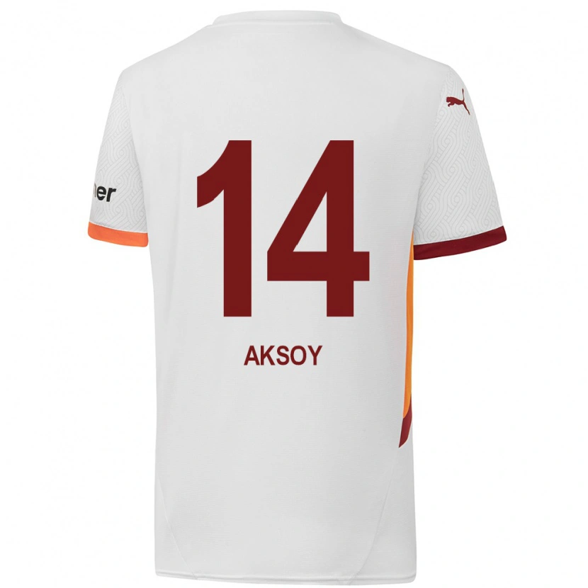 Danxen Børn Berkan Aksoy #14 Hvid Gul Rød Udebane Spillertrøjer 2024/25 Trøje T-Shirt