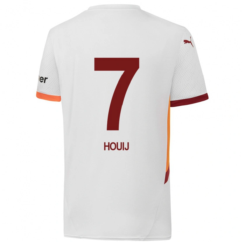 Danxen Børn Mariem Houij #7 Hvid Gul Rød Udebane Spillertrøjer 2024/25 Trøje T-Shirt