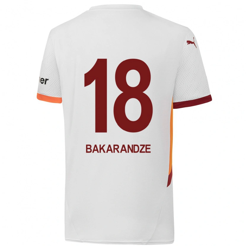 Danxen Børn Kristina Bakarandze #18 Hvid Gul Rød Udebane Spillertrøjer 2024/25 Trøje T-Shirt