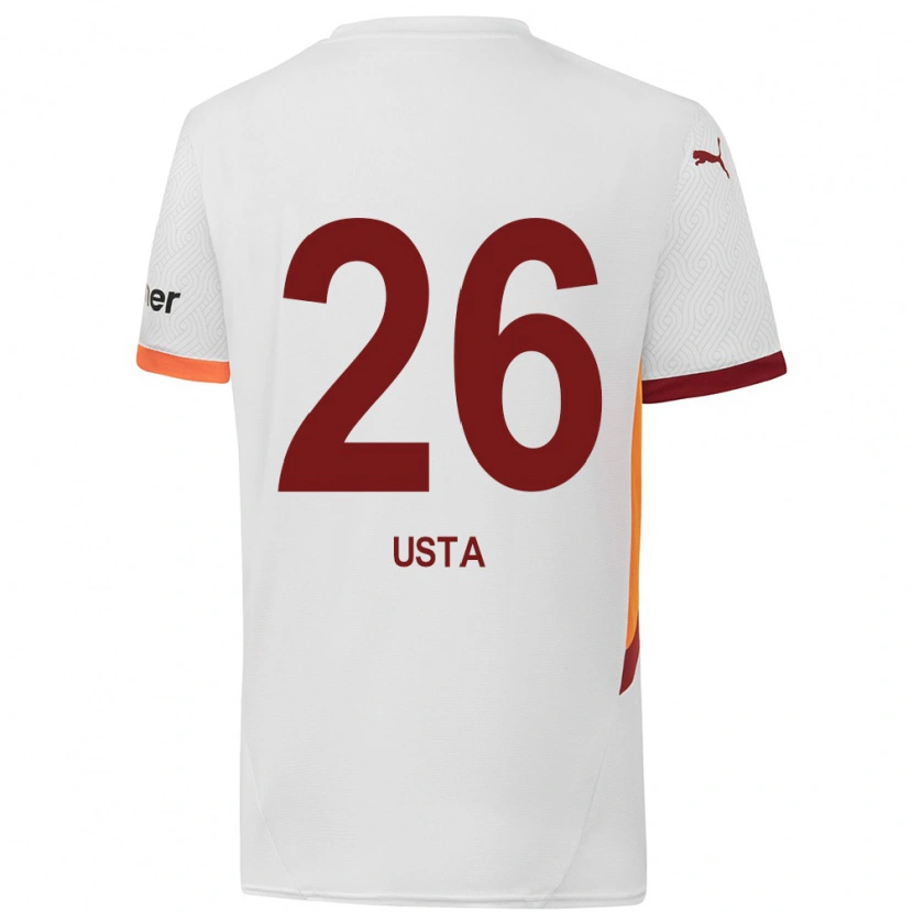 Danxen Børn Alanur Usta #26 Hvid Gul Rød Udebane Spillertrøjer 2024/25 Trøje T-Shirt