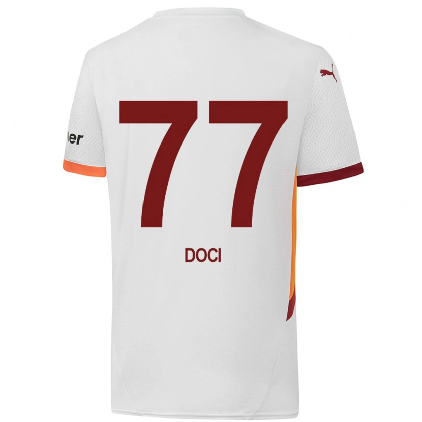 Danxen Børn Megi Doci #77 Hvid Gul Rød Udebane Spillertrøjer 2024/25 Trøje T-Shirt