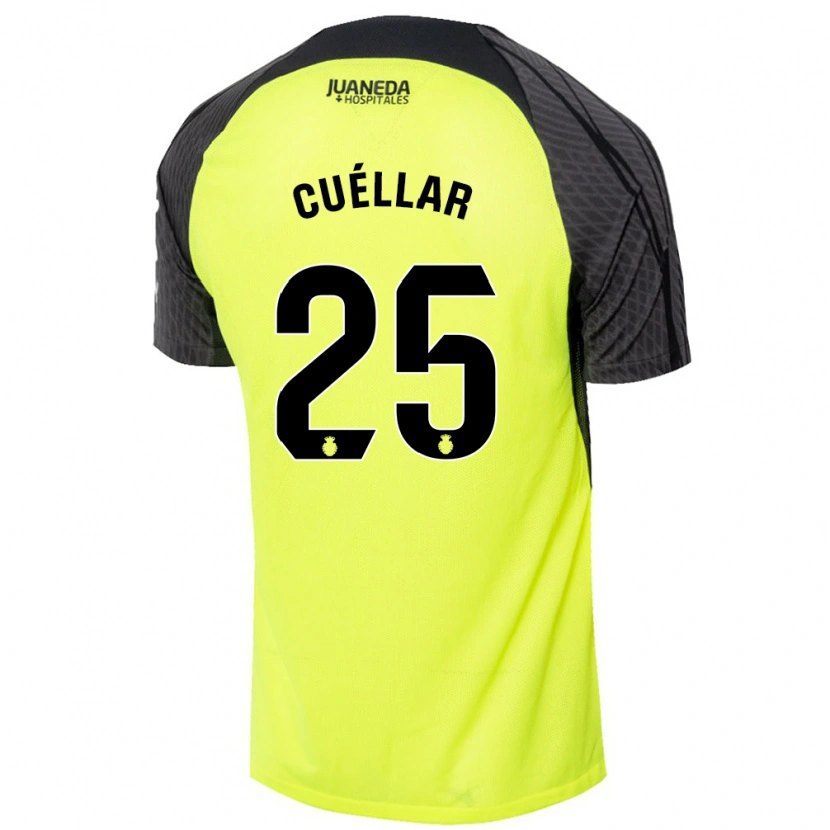Danxen Børn Iván Cuéllar #25 Fluorescerende Grøn Sort Udebane Spillertrøjer 2024/25 Trøje T-Shirt