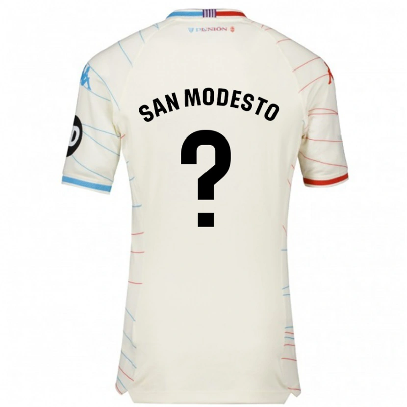 Danxen Børn Hugo San Modesto #0 Hvid Rød Blå Udebane Spillertrøjer 2024/25 Trøje T-Shirt