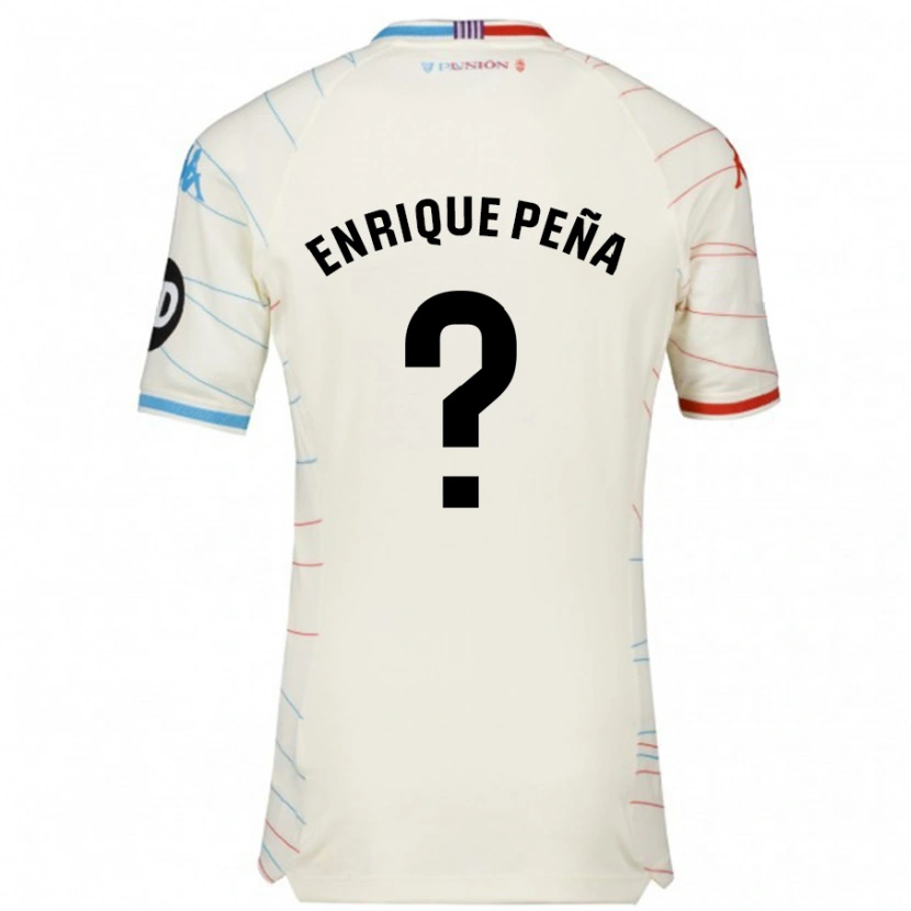Danxen Børn Enrique Peña #0 Hvid Rød Blå Udebane Spillertrøjer 2024/25 Trøje T-Shirt