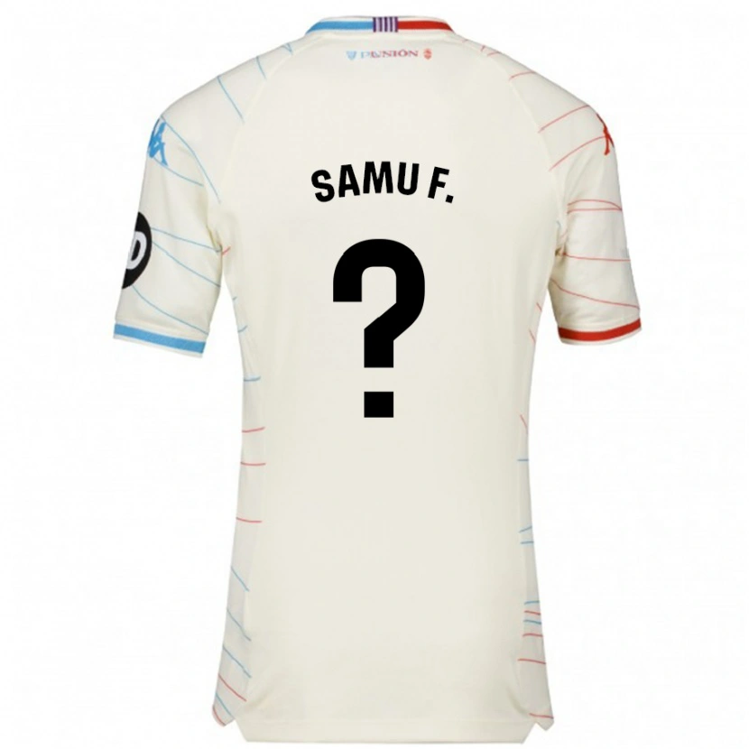 Danxen Børn Samu Fernández #0 Hvid Rød Blå Udebane Spillertrøjer 2024/25 Trøje T-Shirt