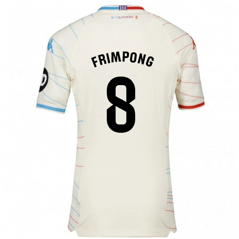 Danxen Børn Eugene Frimpong #8 Hvid Rød Blå Udebane Spillertrøjer 2024/25 Trøje T-Shirt