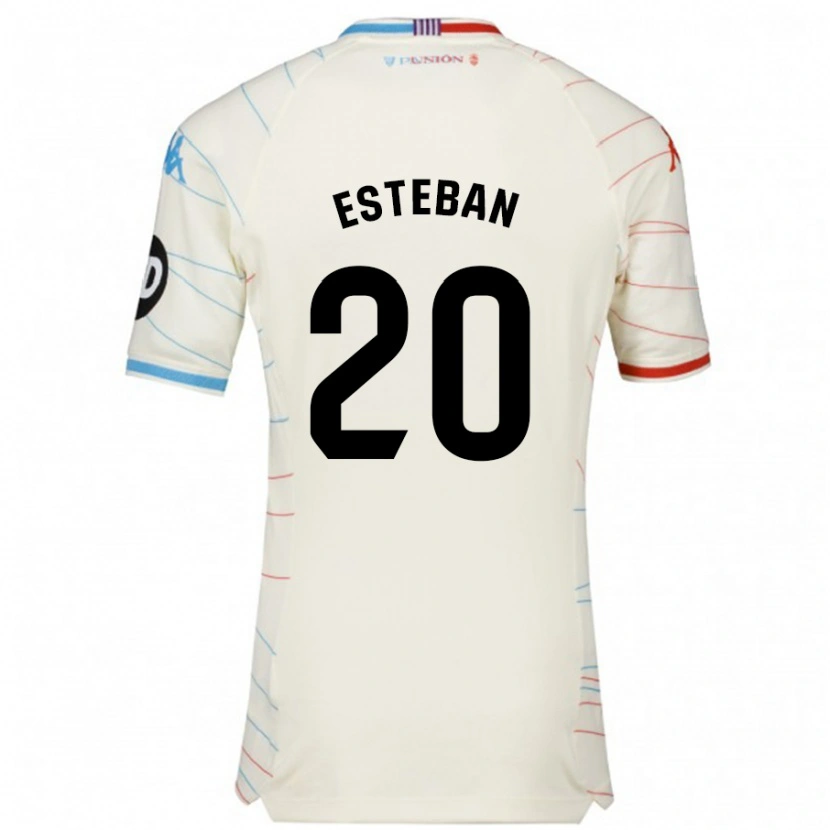 Danxen Børn Sergio Esteban #20 Hvid Rød Blå Udebane Spillertrøjer 2024/25 Trøje T-Shirt
