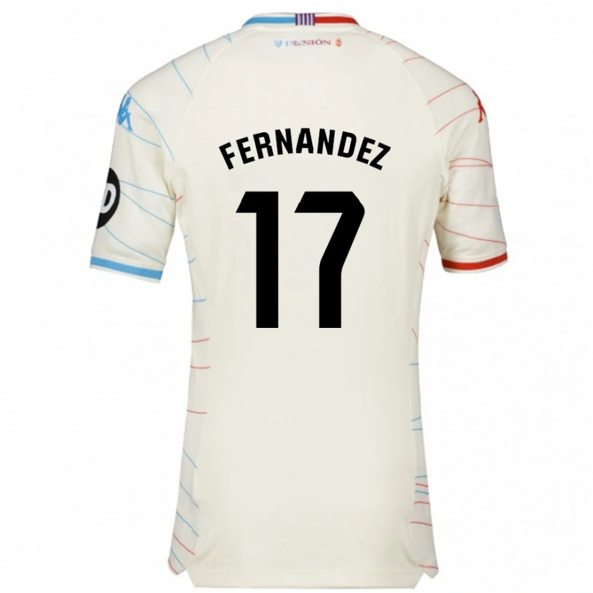 Danxen Børn Dani Fernández #17 Hvid Rød Blå Udebane Spillertrøjer 2024/25 Trøje T-Shirt