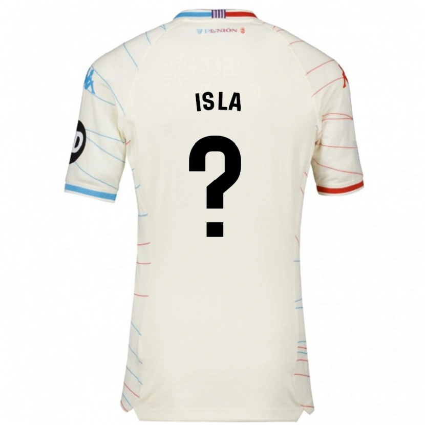 Danxen Børn Cristian Isla #0 Hvid Rød Blå Udebane Spillertrøjer 2024/25 Trøje T-Shirt