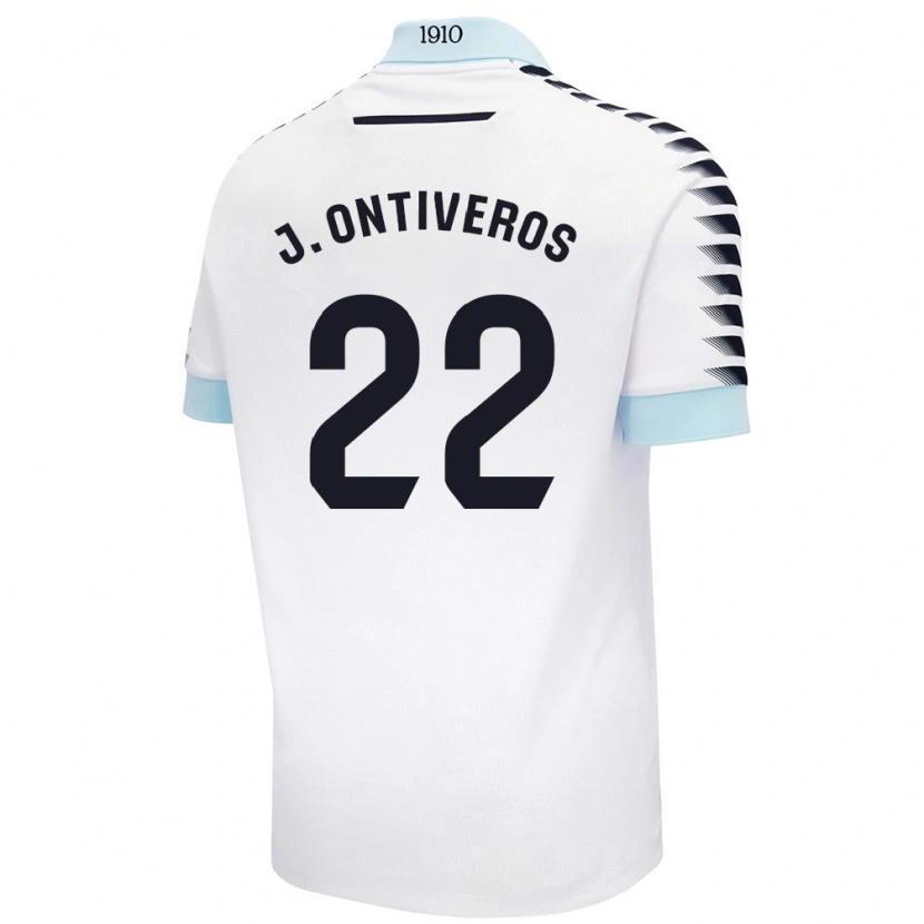 Danxen Børn Javi Ontiveros #22 Hvid Blå Udebane Spillertrøjer 2024/25 Trøje T-Shirt