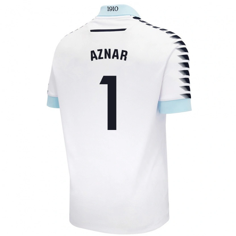 Danxen Børn Victor Aznar #1 Hvid Blå Udebane Spillertrøjer 2024/25 Trøje T-Shirt
