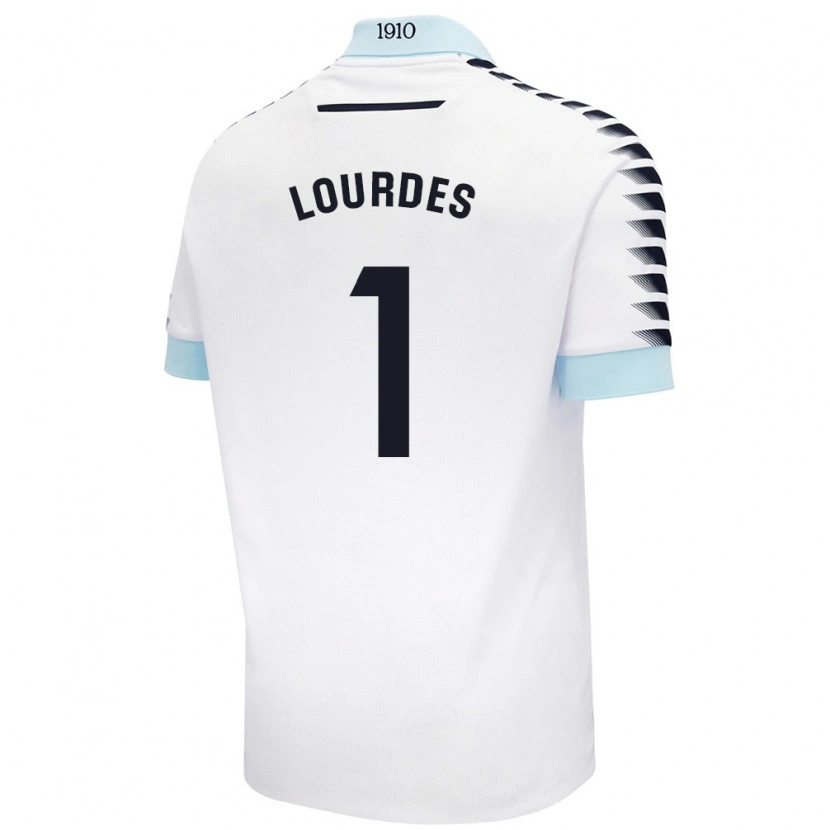 Danxen Børn Lourdes #1 Hvid Blå Udebane Spillertrøjer 2024/25 Trøje T-Shirt
