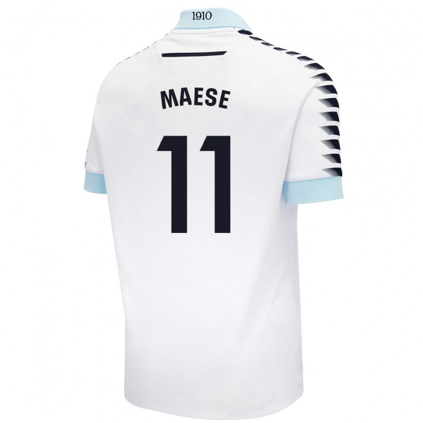 Danxen Børn María Del Carmen Maese Gaitán #11 Hvid Blå Udebane Spillertrøjer 2024/25 Trøje T-Shirt