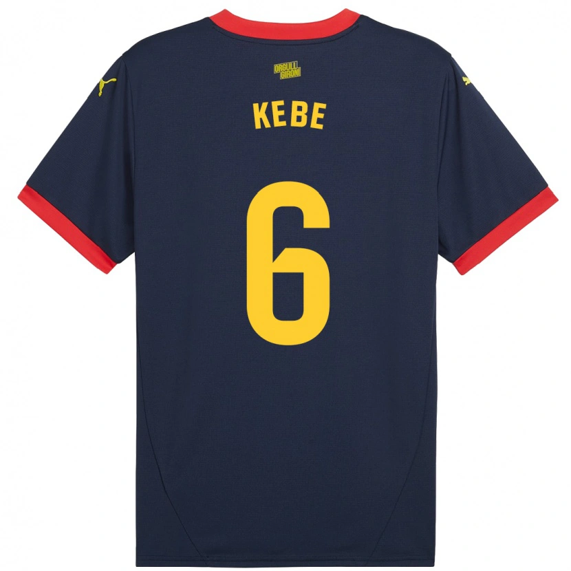 Danxen Børn Ibrahima Kébé #6 Marine Rød Udebane Spillertrøjer 2024/25 Trøje T-Shirt