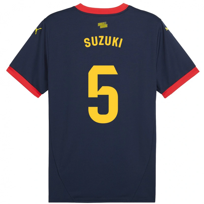 Danxen Børn Wadi Ibrahim Suzuki #5 Marine Rød Udebane Spillertrøjer 2024/25 Trøje T-Shirt