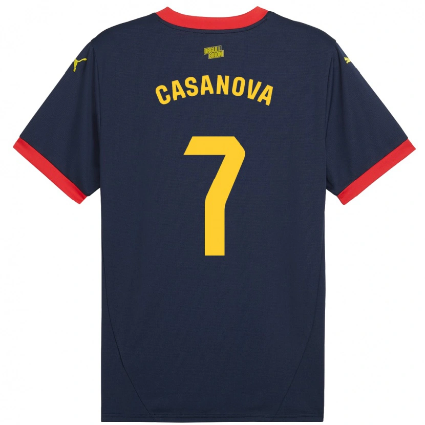 Danxen Børn Àstrid Casanova #7 Marine Rød Udebane Spillertrøjer 2024/25 Trøje T-Shirt