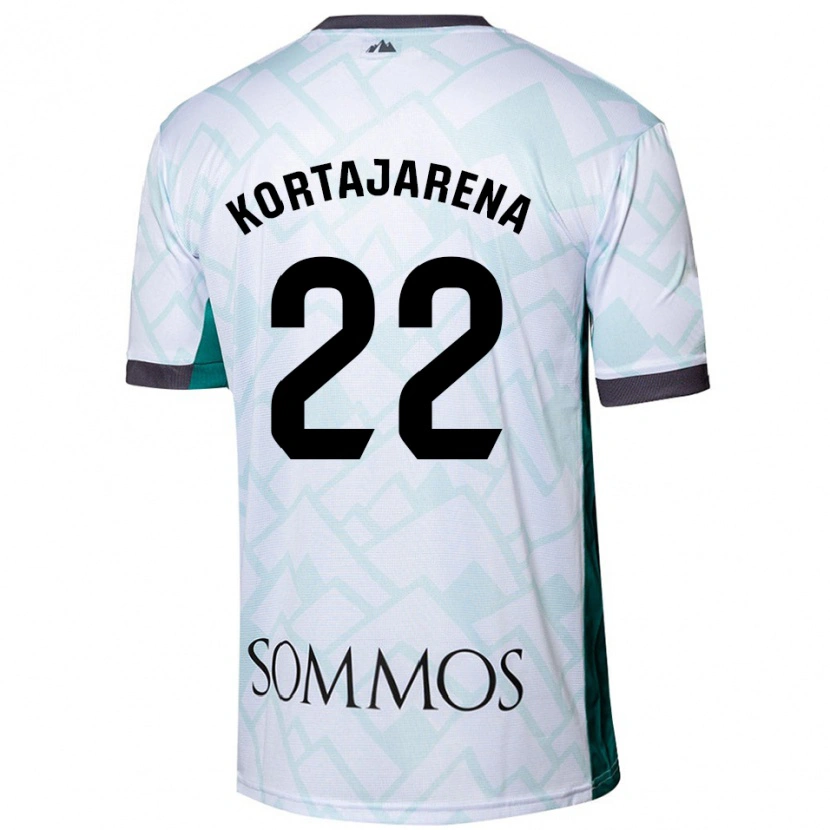 Danxen Børn Iker Kortajarena #22 Hvid Grøn Udebane Spillertrøjer 2024/25 Trøje T-Shirt