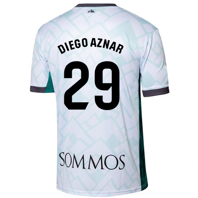 Danxen Børn Diego Aznar #29 Hvid Grøn Udebane Spillertrøjer 2024/25 Trøje T-Shirt