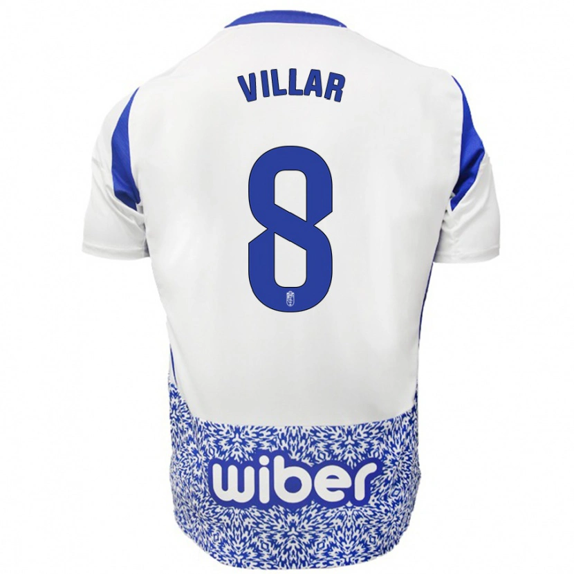 Danxen Børn Gonzalo Villar #8 Hvid Blå Udebane Spillertrøjer 2024/25 Trøje T-Shirt