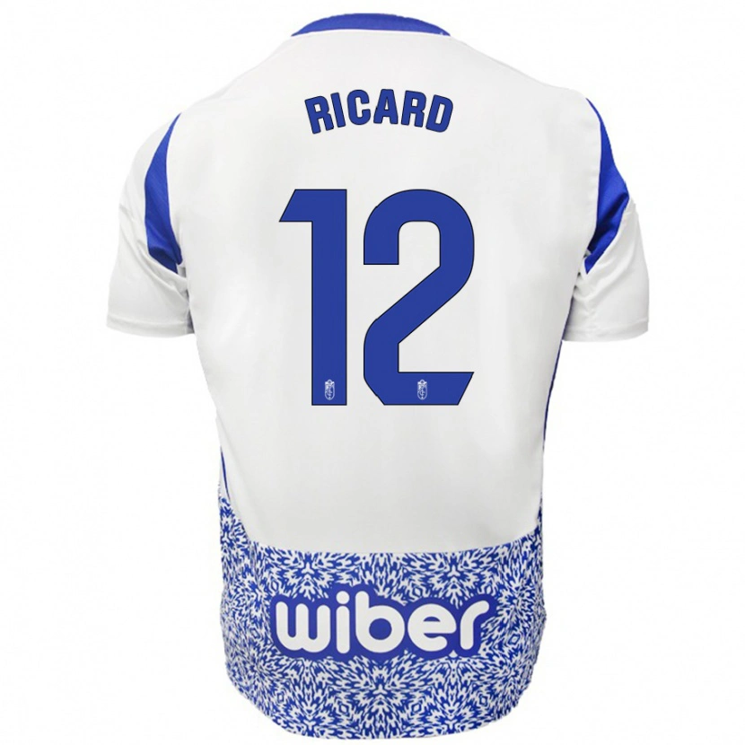 Danxen Børn Ricard Sánchez #12 Hvid Blå Udebane Spillertrøjer 2024/25 Trøje T-Shirt