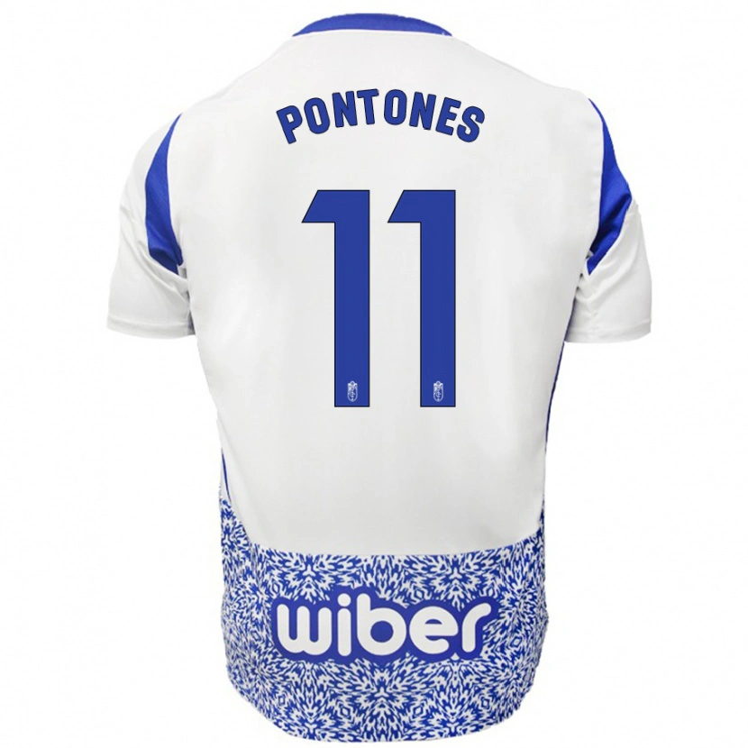 Danxen Børn Juan Carlos Pontones #11 Hvid Blå Udebane Spillertrøjer 2024/25 Trøje T-Shirt