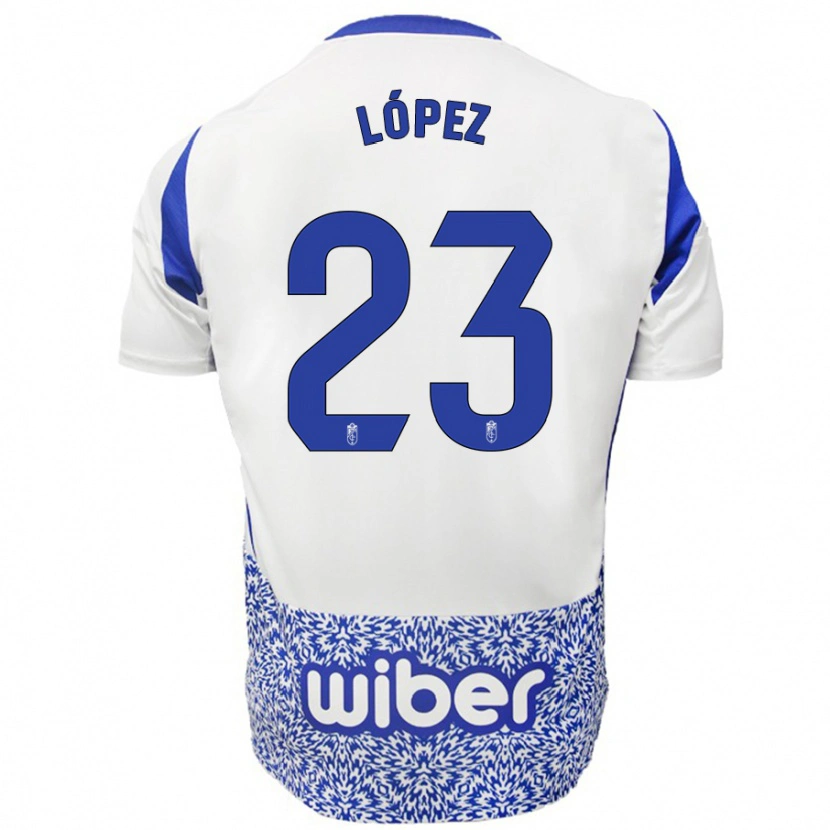 Danxen Børn Diego López #23 Hvid Blå Udebane Spillertrøjer 2024/25 Trøje T-Shirt