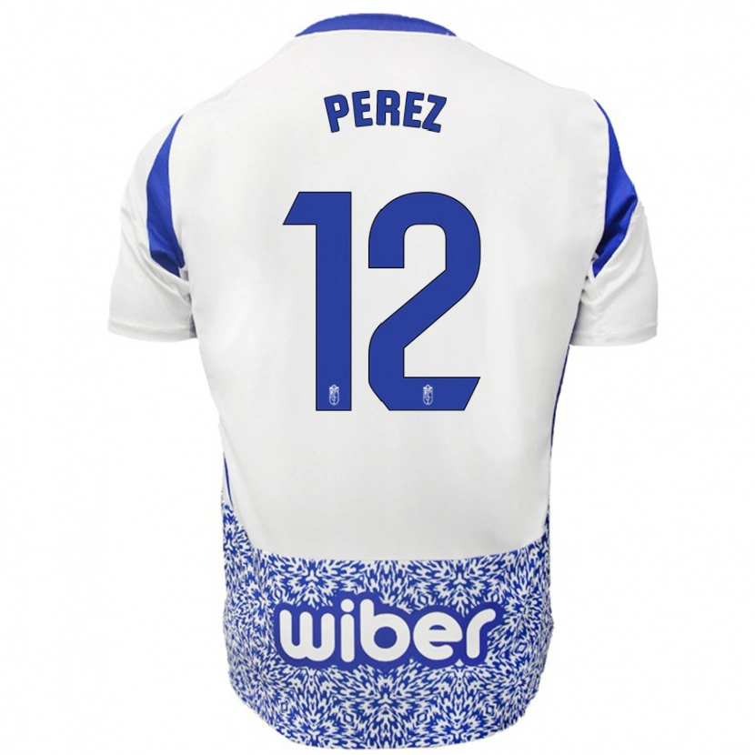 Danxen Børn Alba Pérez #12 Hvid Blå Udebane Spillertrøjer 2024/25 Trøje T-Shirt