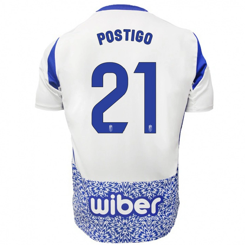 Danxen Børn Postigo #21 Hvid Blå Udebane Spillertrøjer 2024/25 Trøje T-Shirt