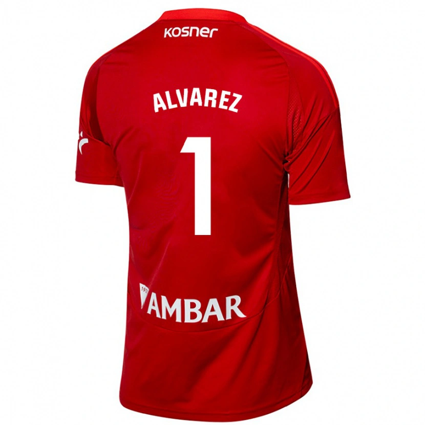 Danxen Børn Cristian Álvarez #1 Hvid Blå Udebane Spillertrøjer 2024/25 Trøje T-Shirt