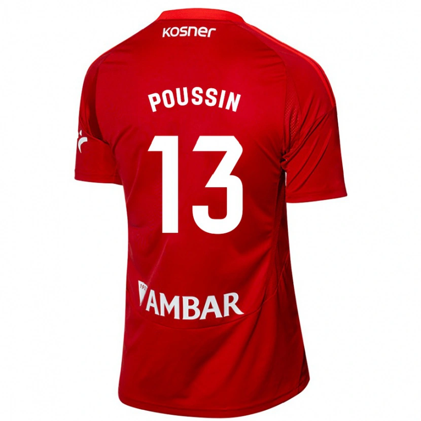 Danxen Børn Gaëtan Poussin #13 Hvid Blå Udebane Spillertrøjer 2024/25 Trøje T-Shirt