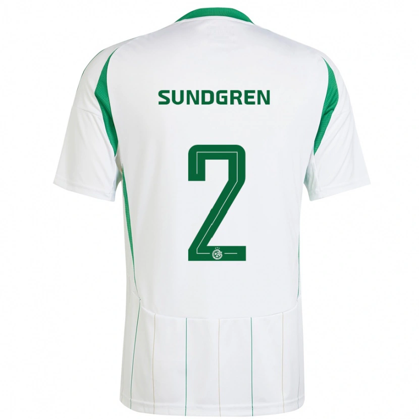 Danxen Børn Daniel Sundgren #2 Hvid Grøn Udebane Spillertrøjer 2024/25 Trøje T-Shirt