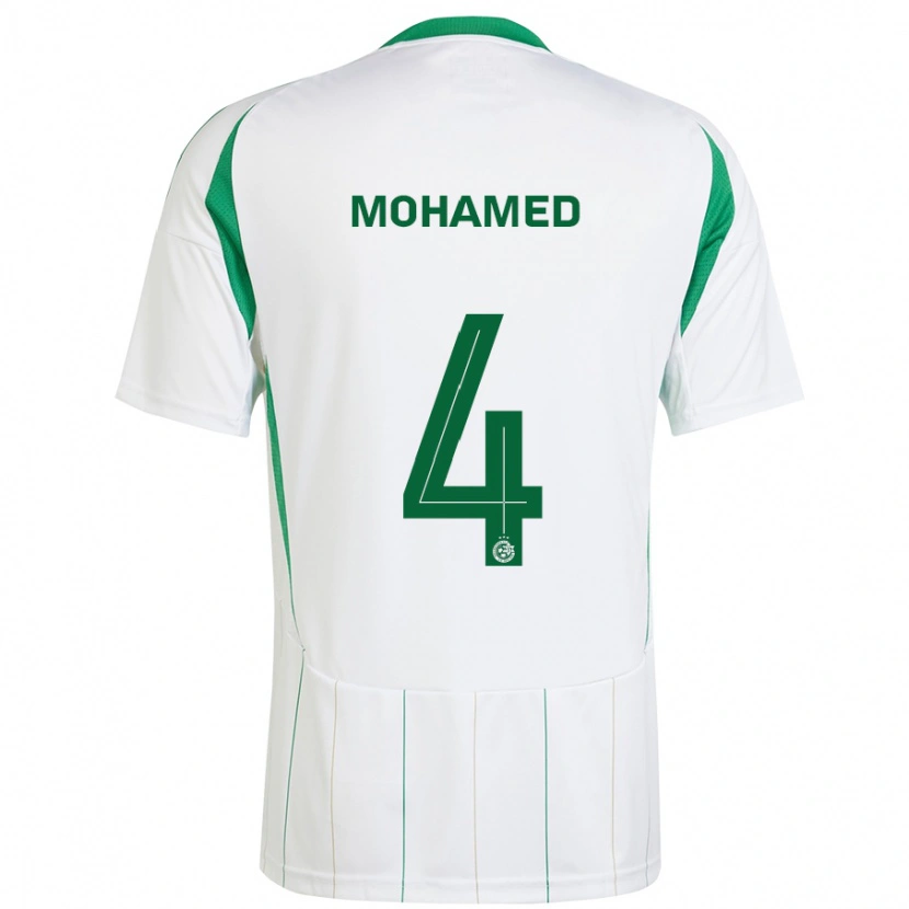Danxen Børn Ali Mohamed #4 Hvid Grøn Udebane Spillertrøjer 2024/25 Trøje T-Shirt