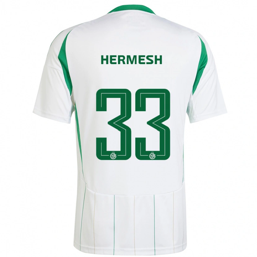 Danxen Børn Liam Hermesh #33 Hvid Grøn Udebane Spillertrøjer 2024/25 Trøje T-Shirt
