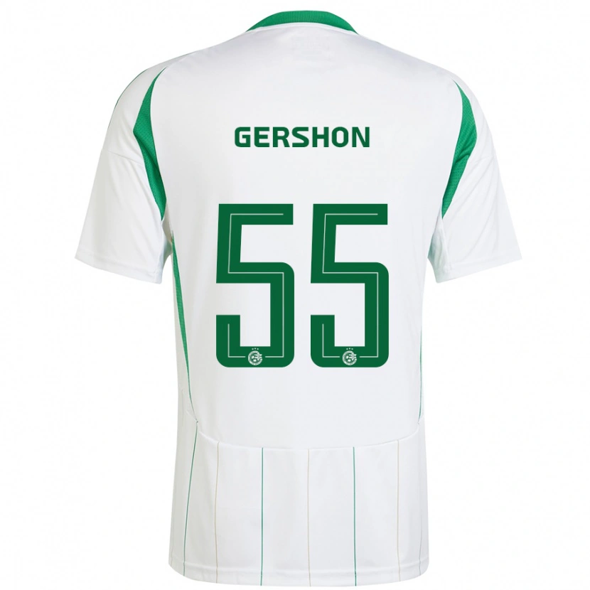 Danxen Børn Rami Gershon #55 Hvid Grøn Udebane Spillertrøjer 2024/25 Trøje T-Shirt