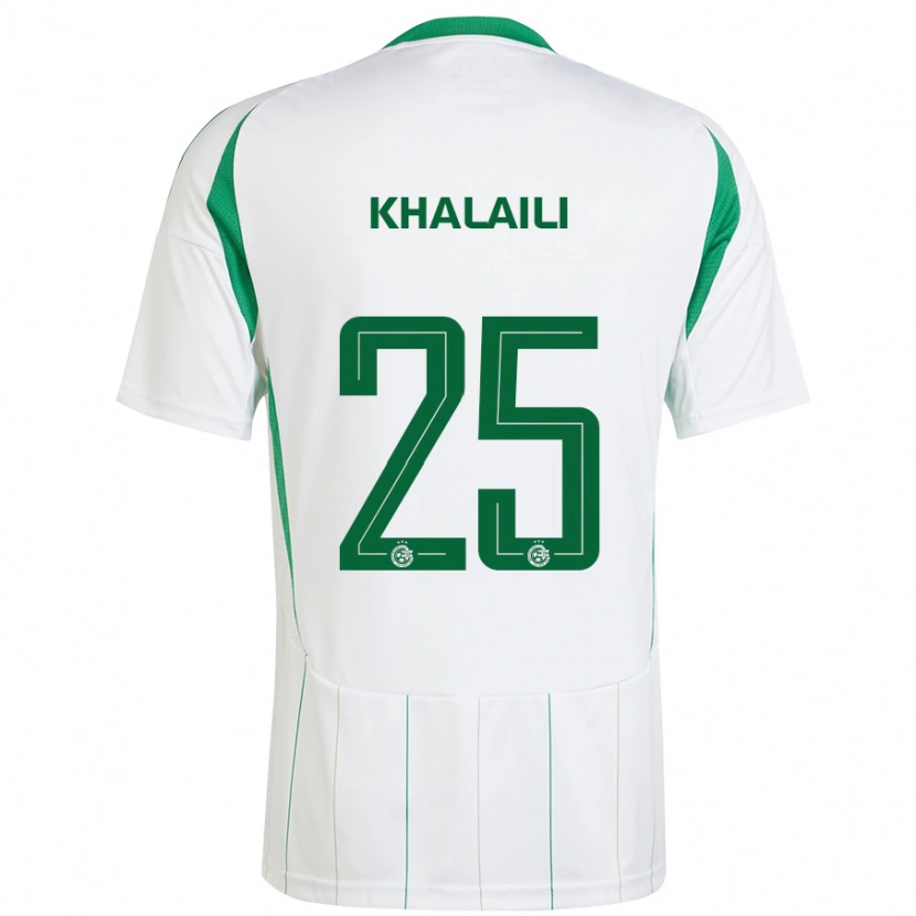 Danxen Børn Anan Khalaili #25 Hvid Grøn Udebane Spillertrøjer 2024/25 Trøje T-Shirt