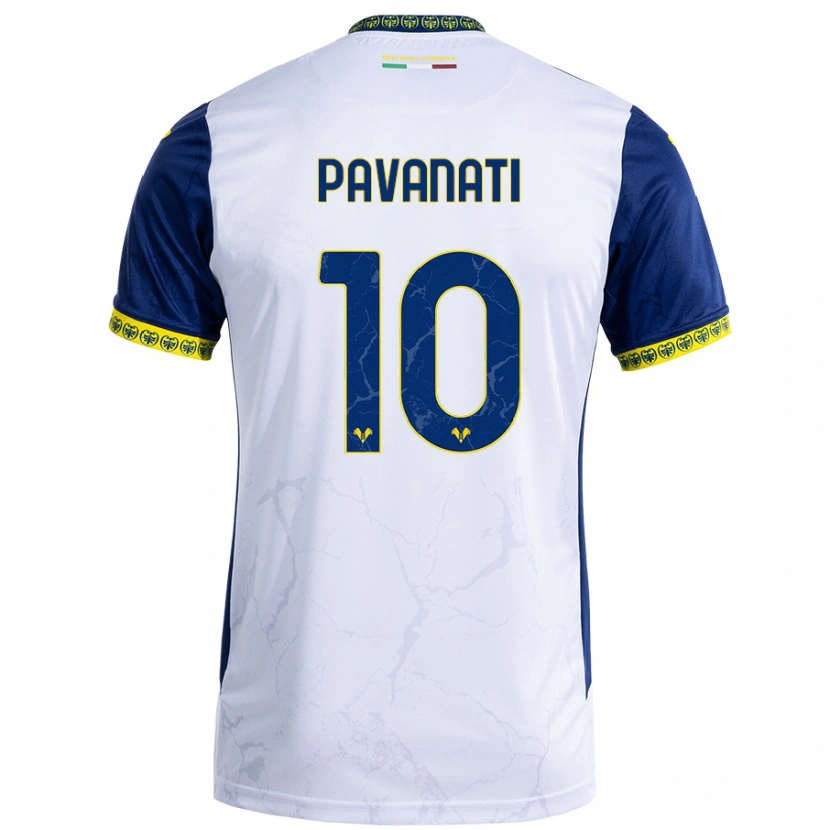 Danxen Børn Alessandro Pavanati #10 Hvid Blå Udebane Spillertrøjer 2024/25 Trøje T-Shirt
