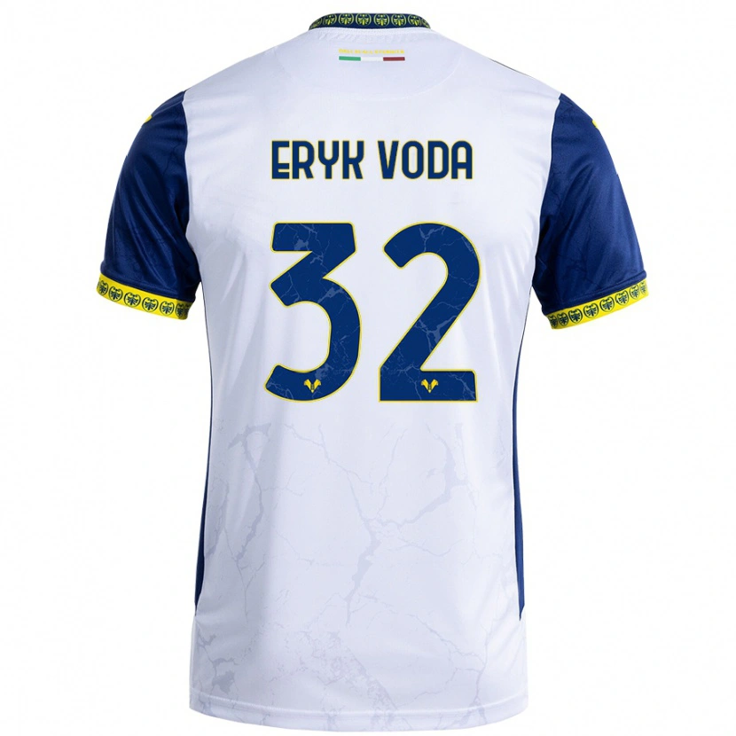 Danxen Børn Andrei Eryk Voda #32 Hvid Blå Udebane Spillertrøjer 2024/25 Trøje T-Shirt