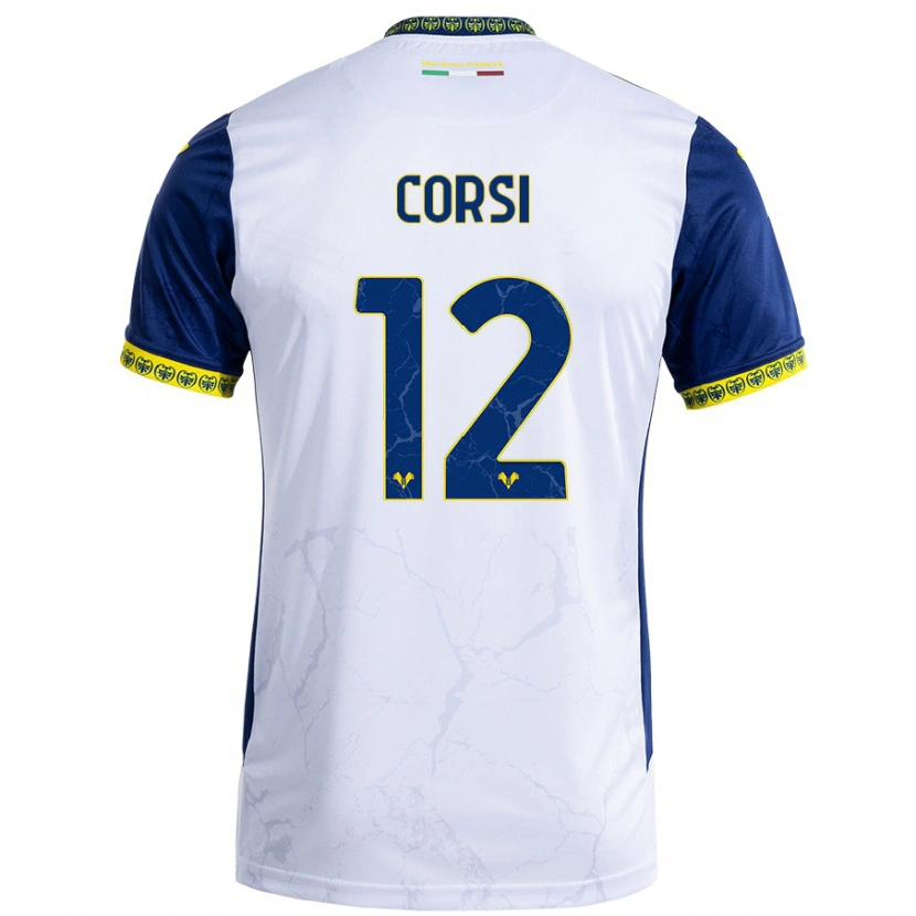 Danxen Børn Sara Corsi #12 Hvid Blå Udebane Spillertrøjer 2024/25 Trøje T-Shirt