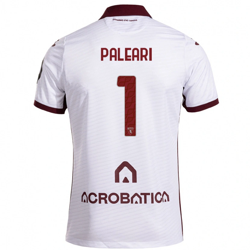 Danxen Børn Alberto Paleari #1 Hvid Rødbrun Udebane Spillertrøjer 2024/25 Trøje T-Shirt