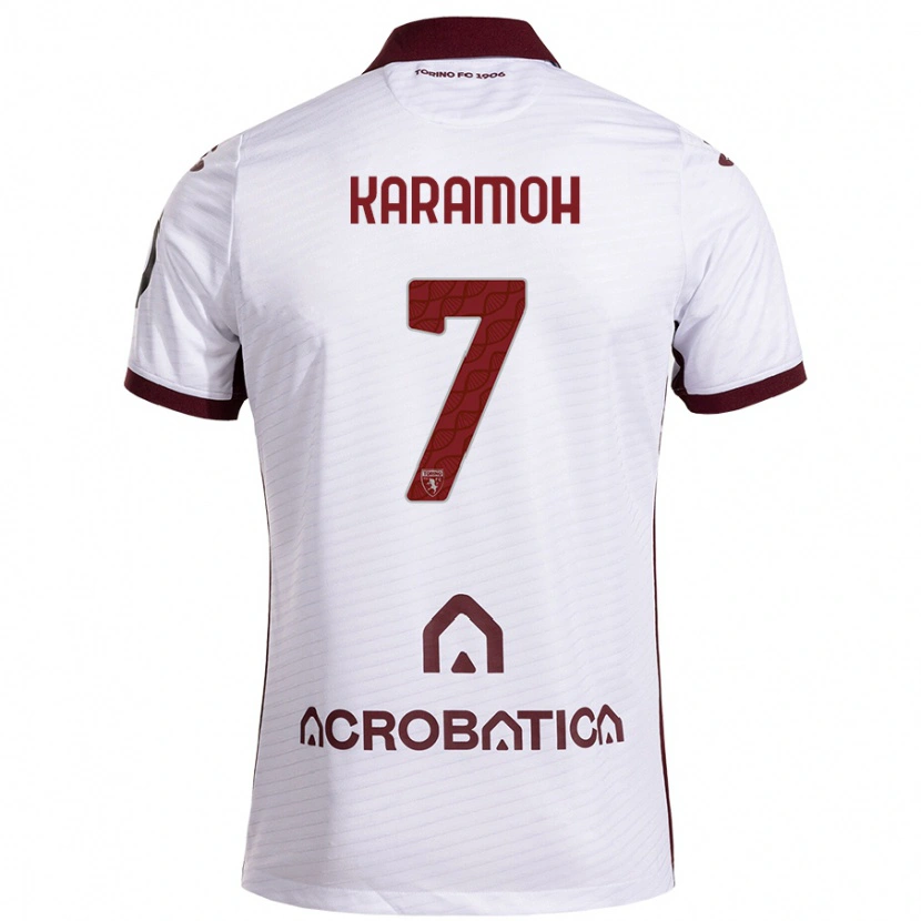 Danxen Børn Yann Karamoh #7 Hvid Rødbrun Udebane Spillertrøjer 2024/25 Trøje T-Shirt