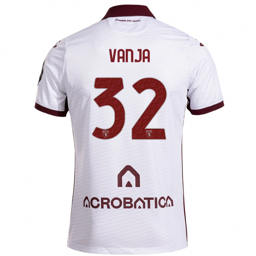 Danxen Børn Vanja Milinković-Savić #32 Hvid Rødbrun Udebane Spillertrøjer 2024/25 Trøje T-Shirt