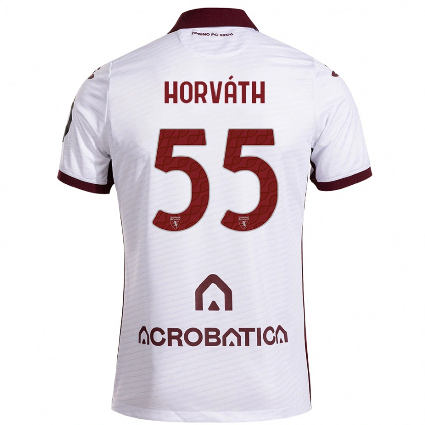Danxen Børn Krisztofer Horváth #55 Hvid Rødbrun Udebane Spillertrøjer 2024/25 Trøje T-Shirt