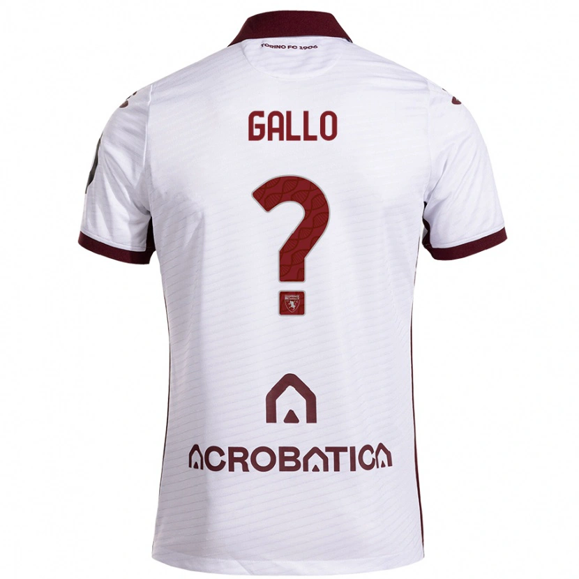 Danxen Børn Tommaso Gallo #0 Hvid Rødbrun Udebane Spillertrøjer 2024/25 Trøje T-Shirt