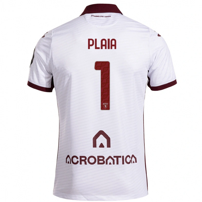 Danxen Børn Francesco Plaia #1 Hvid Rødbrun Udebane Spillertrøjer 2024/25 Trøje T-Shirt