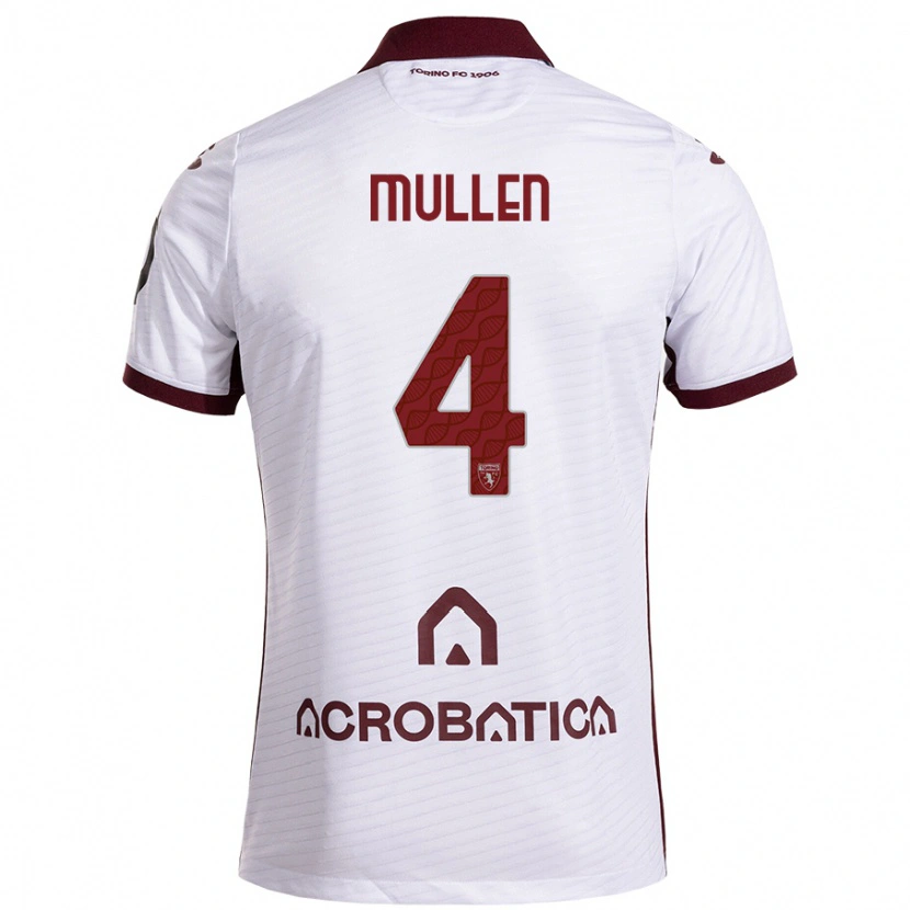 Danxen Børn Senan Mullen #4 Hvid Rødbrun Udebane Spillertrøjer 2024/25 Trøje T-Shirt