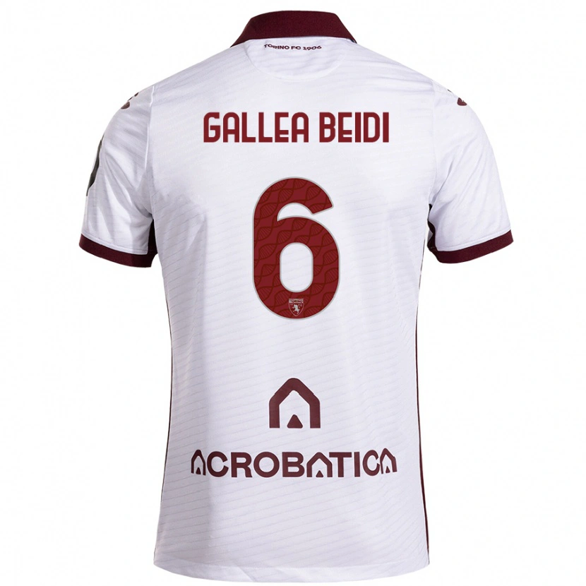 Danxen Børn Francesco Gallea Beidi #6 Hvid Rødbrun Udebane Spillertrøjer 2024/25 Trøje T-Shirt