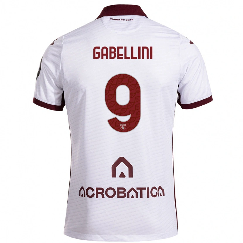 Danxen Børn Tommaso Gabellini #9 Hvid Rødbrun Udebane Spillertrøjer 2024/25 Trøje T-Shirt