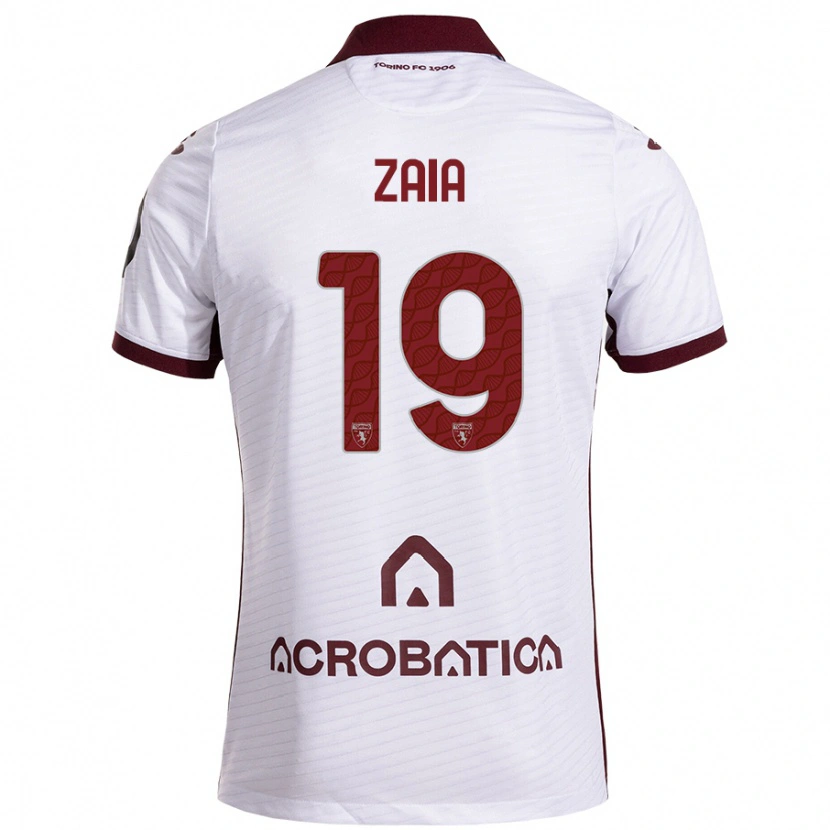 Danxen Børn Edoardo Zaia #19 Hvid Rødbrun Udebane Spillertrøjer 2024/25 Trøje T-Shirt