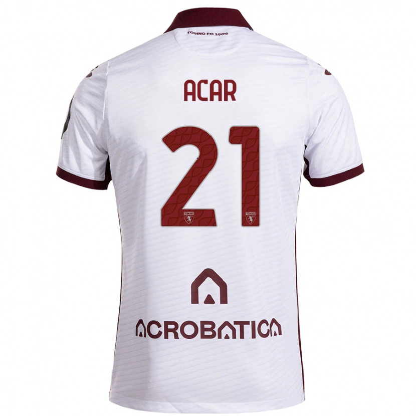Danxen Børn Emirhan Acar #21 Hvid Rødbrun Udebane Spillertrøjer 2024/25 Trøje T-Shirt